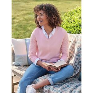 WoolOvers Womens/Ladies Cashmere V Neck Sweater / Ballet Pink